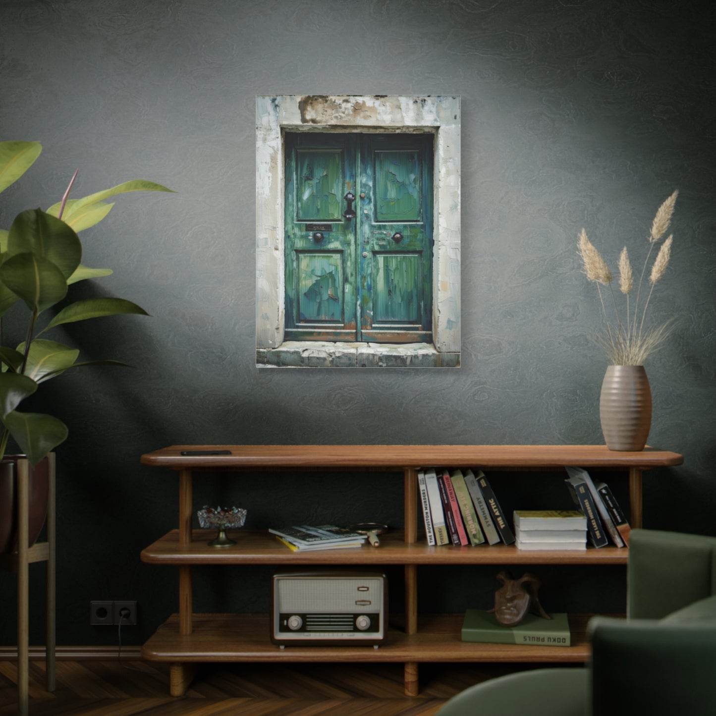 Vintage Green Door Matte Canvas Wall Art — Stretched 1.25"