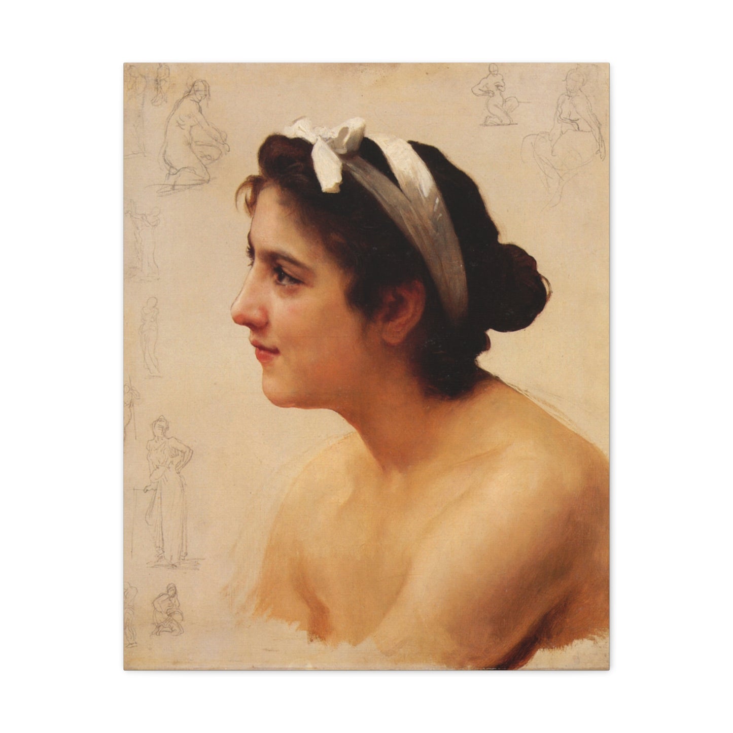Study Of A Woman For Offering To Love by William Adolphe Bouguereau Canvas Print Matte Stretched