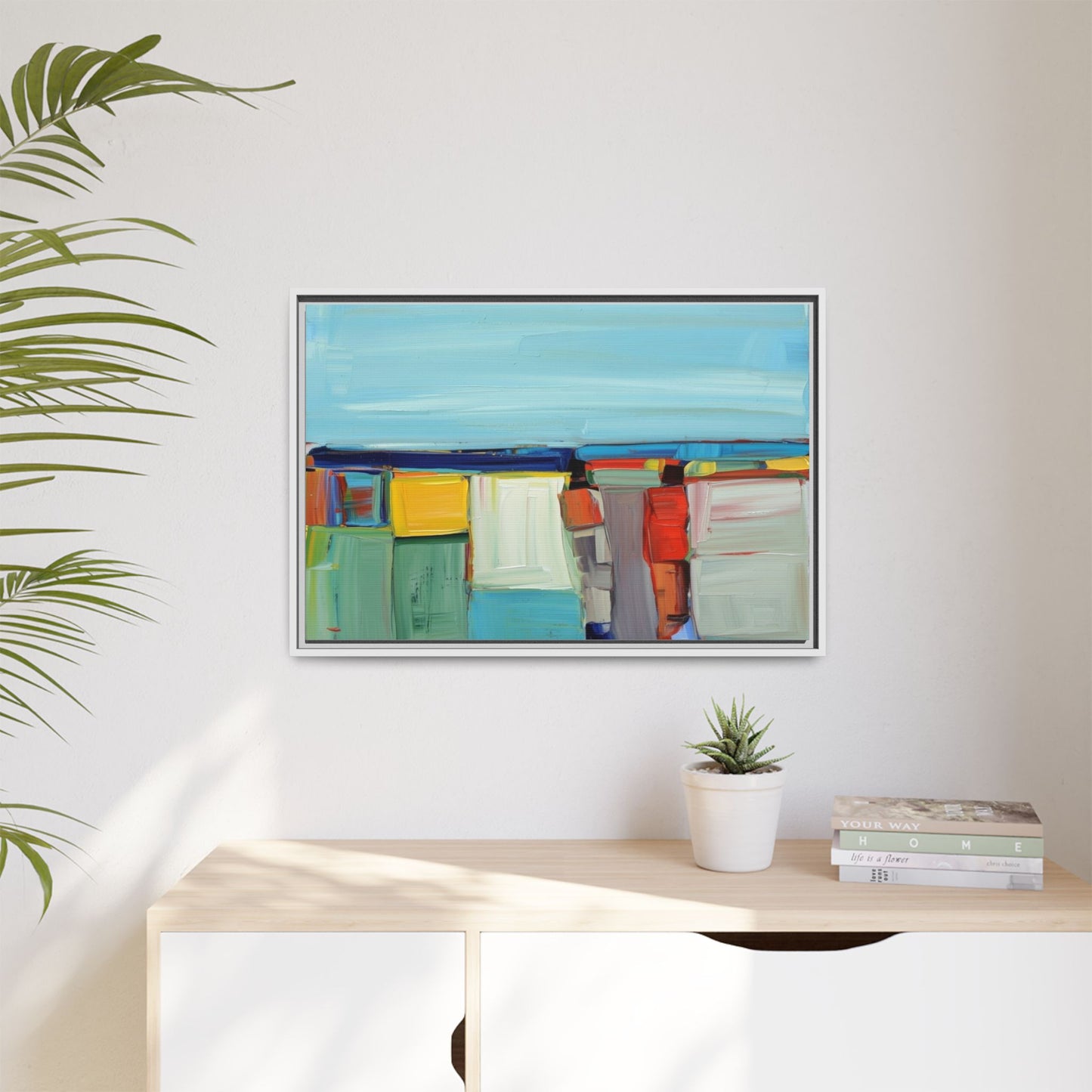 Abstract Coastal Blocks Matte Canvas Print (Framed)