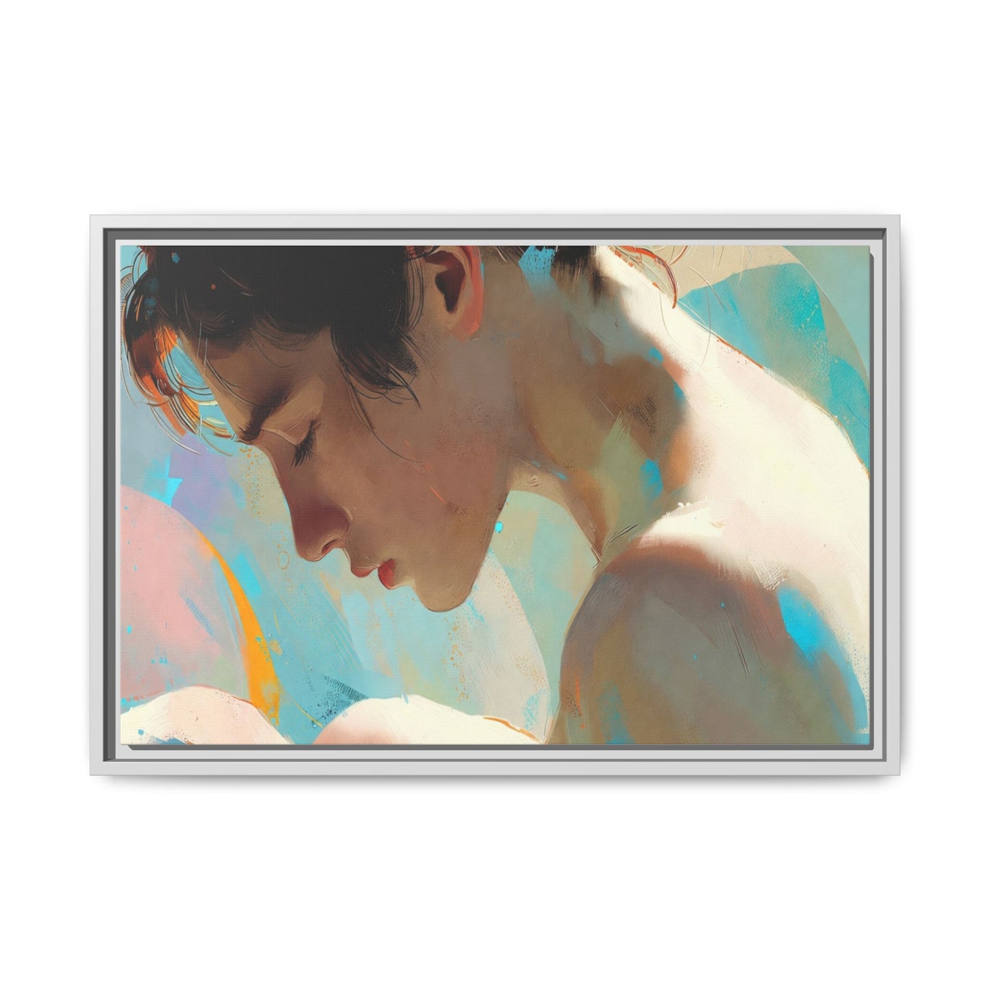 Framed Matte Canvas Print — Dreamy Portrait Art (Multi‑Color)
