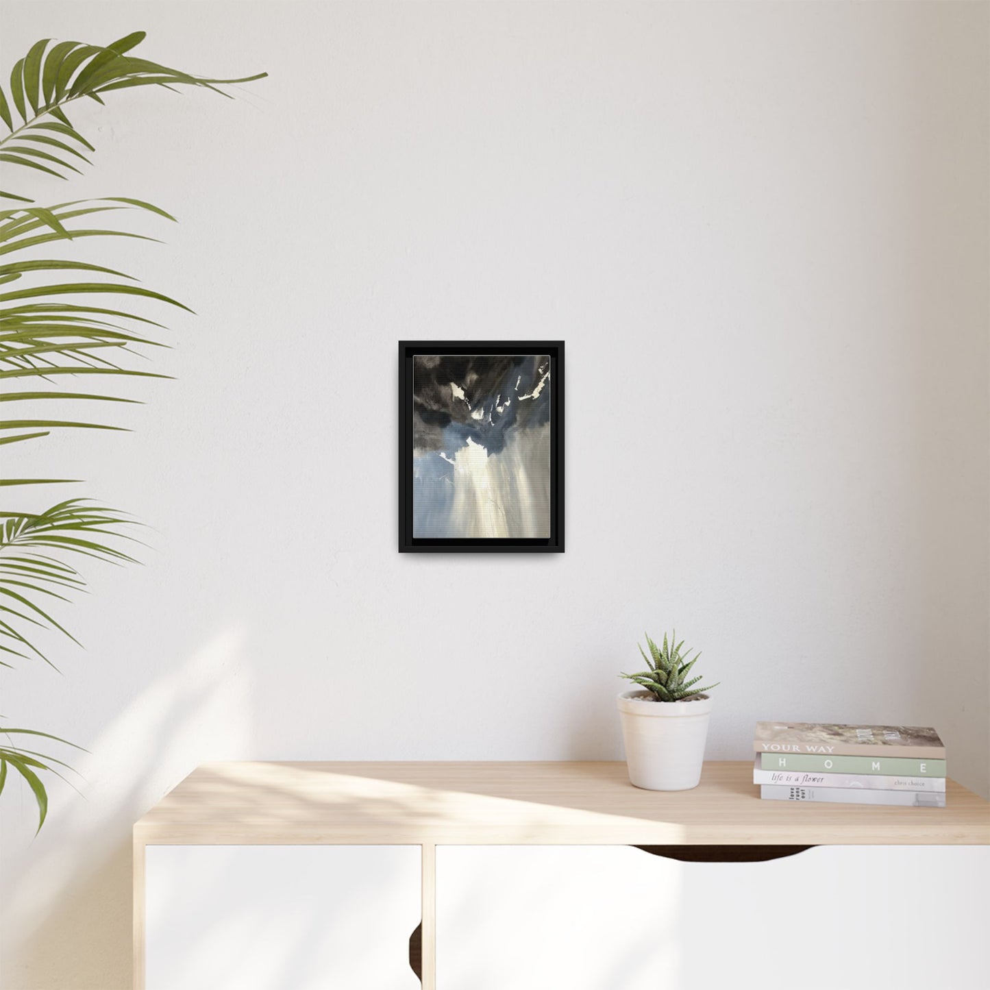 Framed Matte Canvas Art — Moody Abstract Sky Painting