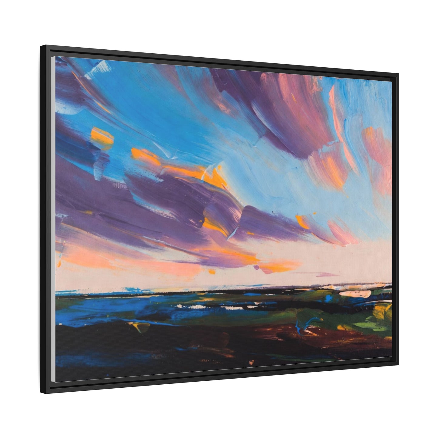 Framed Matte Canvas Abstract Seascape Sunset Art Print
