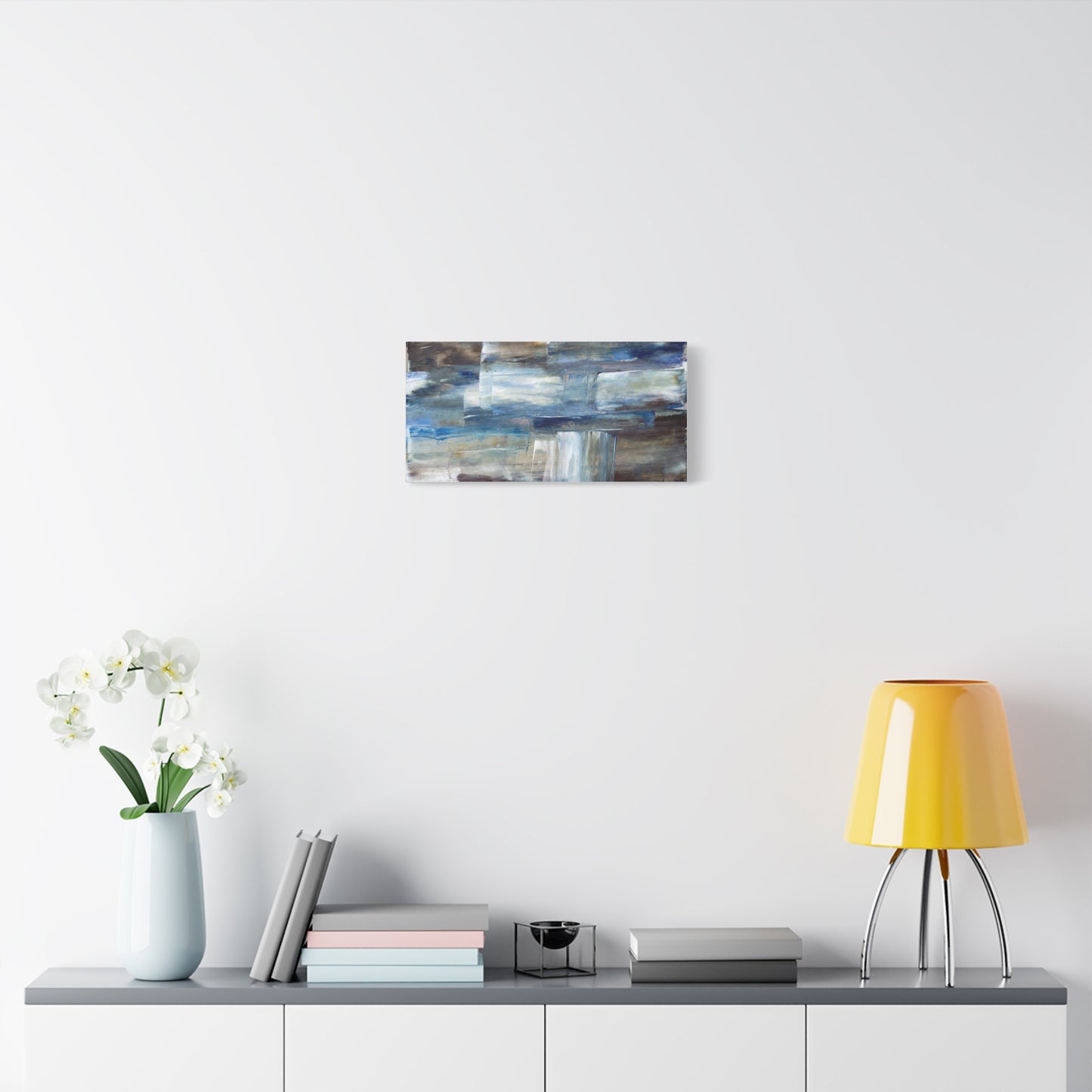 Abstract Blue Waterfall Matte Canvas Wall Art, Stretched 1.25"