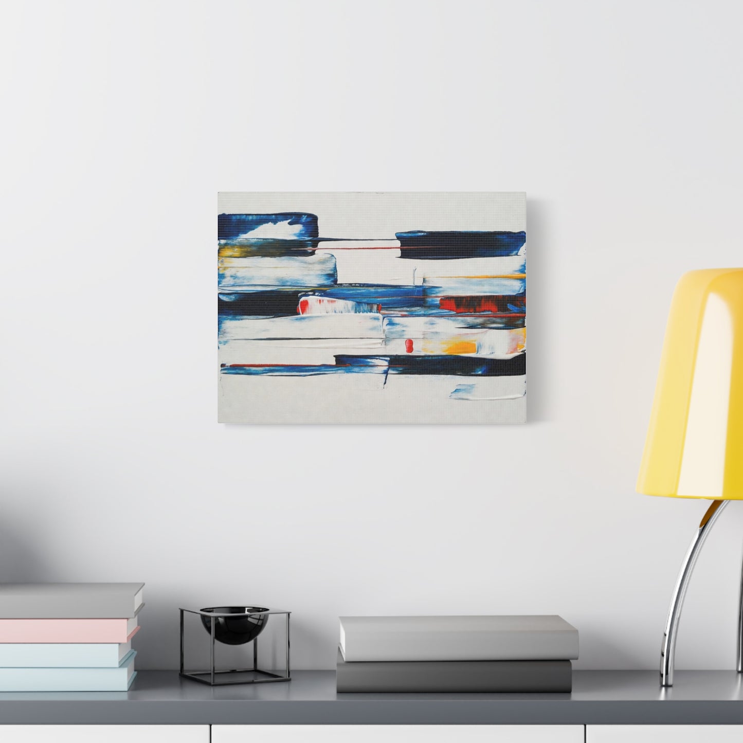 Abstract Blue Brushstroke Canvas Wall Art — Modern Stretched Matte Canvas