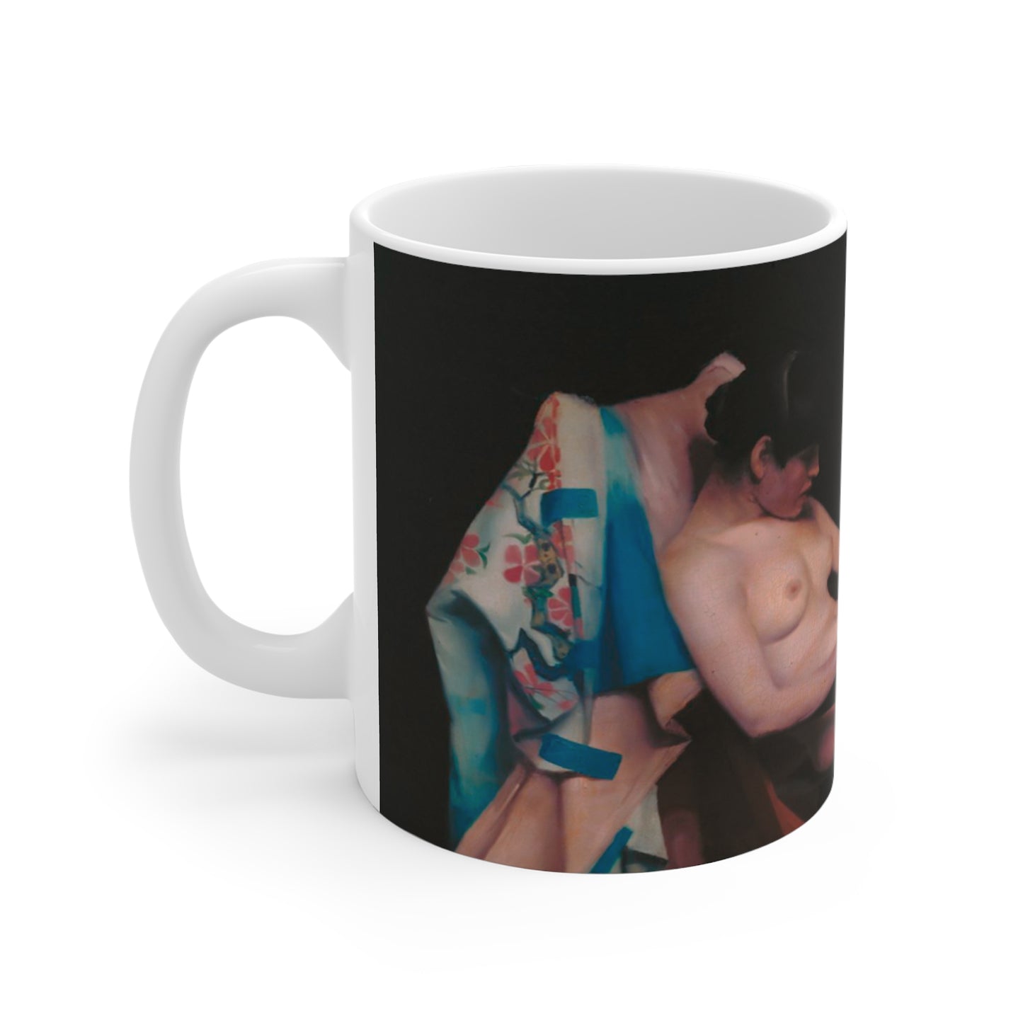 Nude Reading Art Mug — Vintage Boudoir Ceramic Coffee Cup