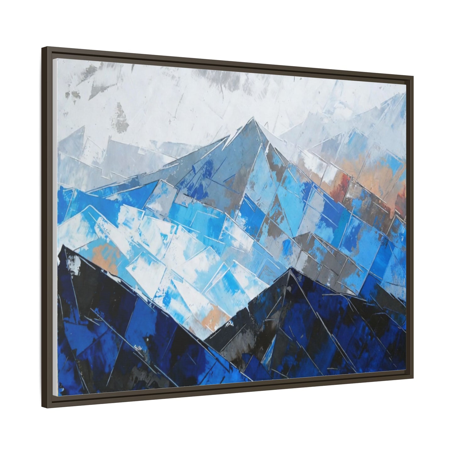 Framed Matte Canvas Blue Mountain Abstract Wall Art