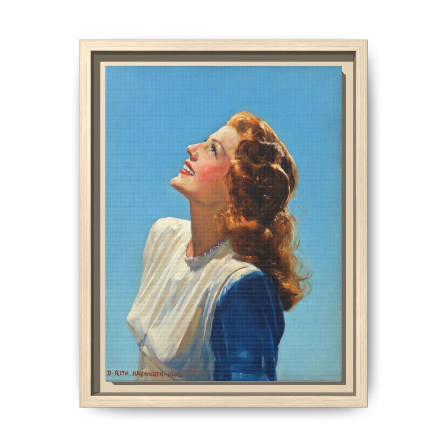 Framed Matte Canvas Wall Art — Vintage Rita Hayworth Portrait