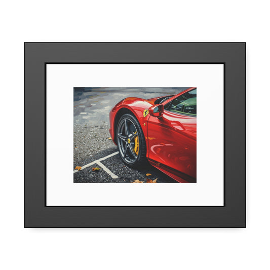 Framed Poster - Red Sports Car Photo, Modern Automotive Wall Art