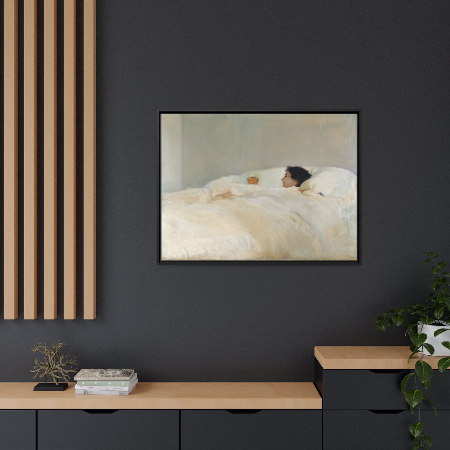 Mother by Joaquin Sorolla y Bastida Framed Matte Canvas Wall Art Print