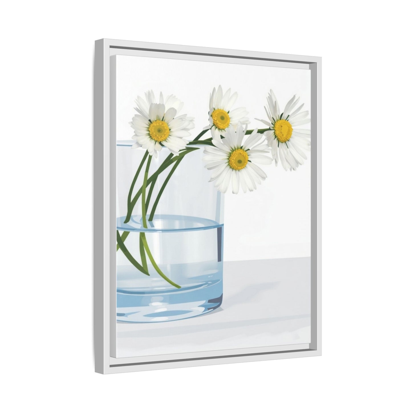 Framed Daisy Canvas Print — Minimal Botanical Wall Art