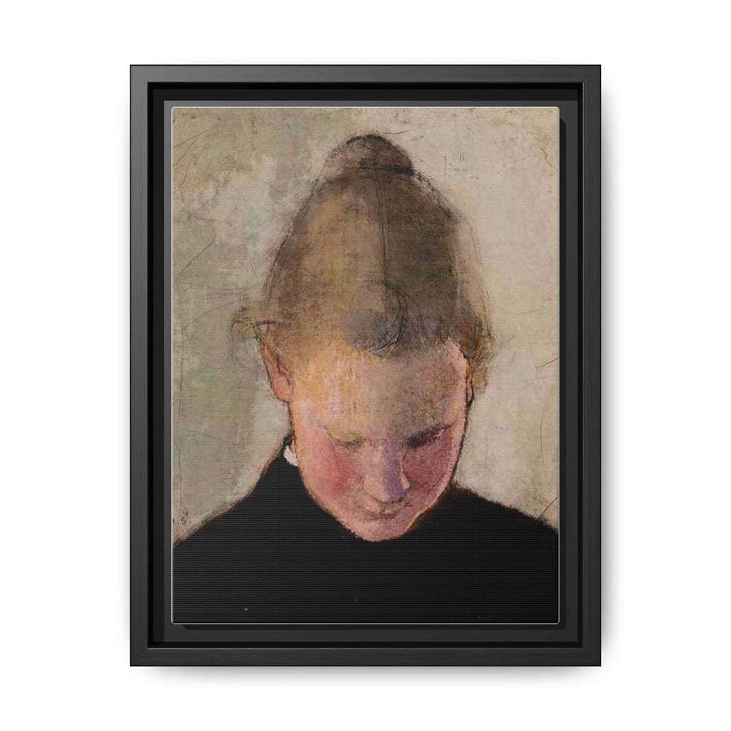 Lukeva tytto by Helena Schjerfbeck Framed Matte Canvas Art Print