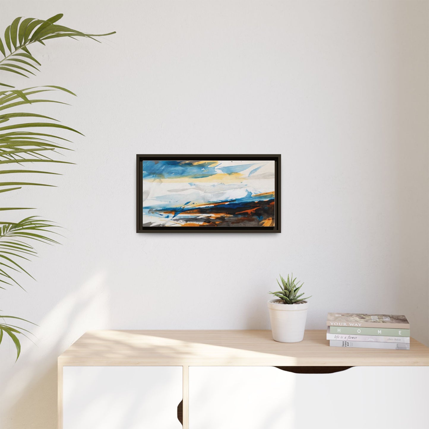 Abstract Coastal Waves Matte Canvas Framed Wall Art