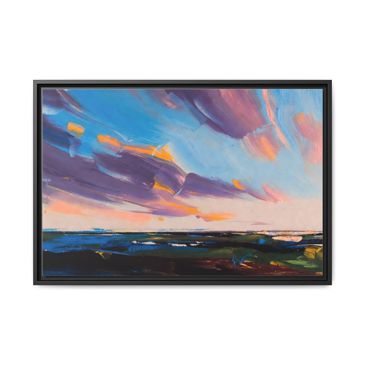 Framed Matte Canvas Abstract Seascape Sunset Art Print