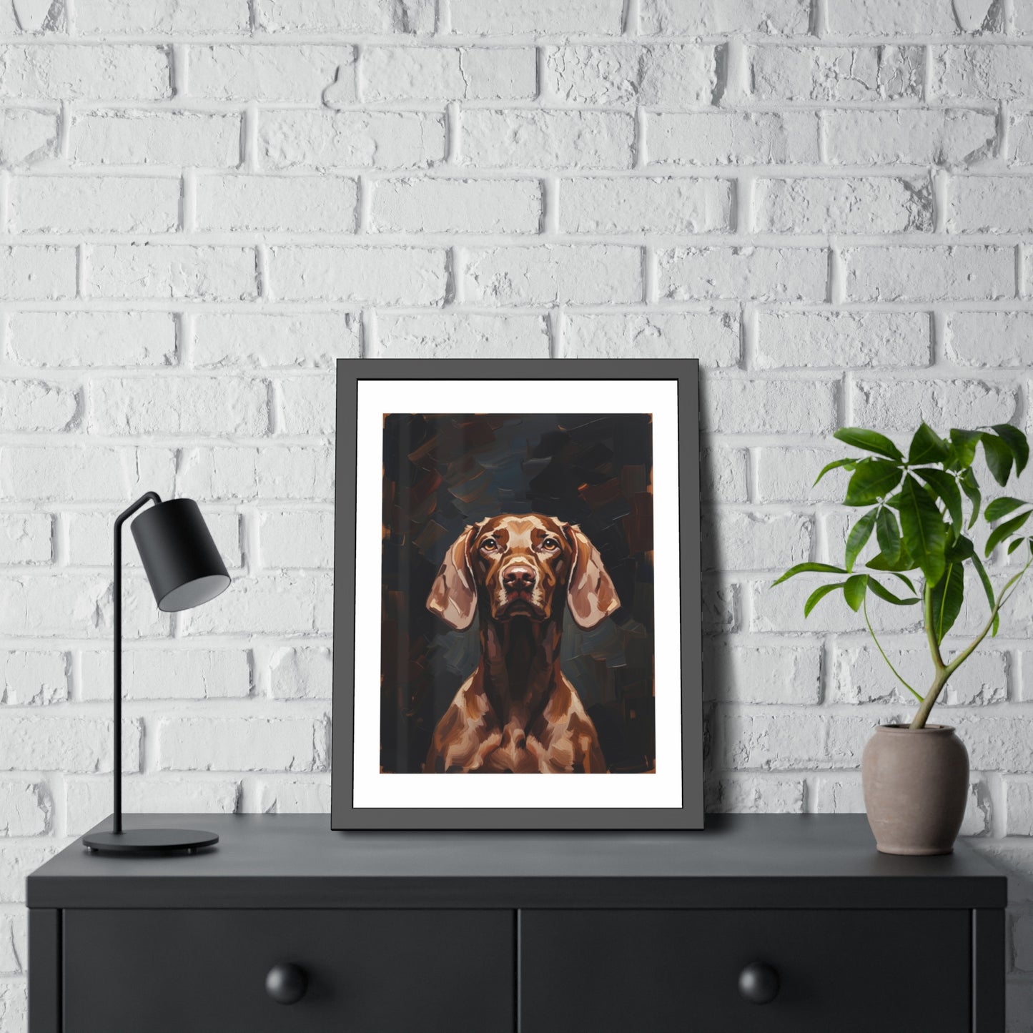 Chocolate Vizsla Dog Framed Paper Posters