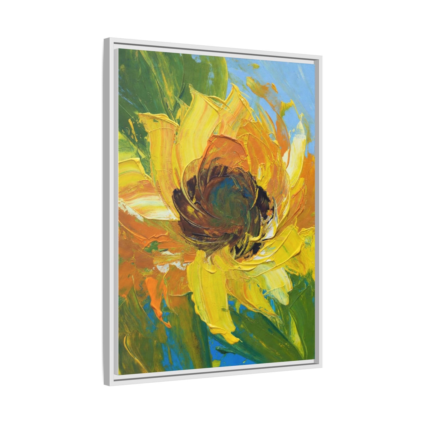 Framed Sunflower Abstract Matte Canvas Print