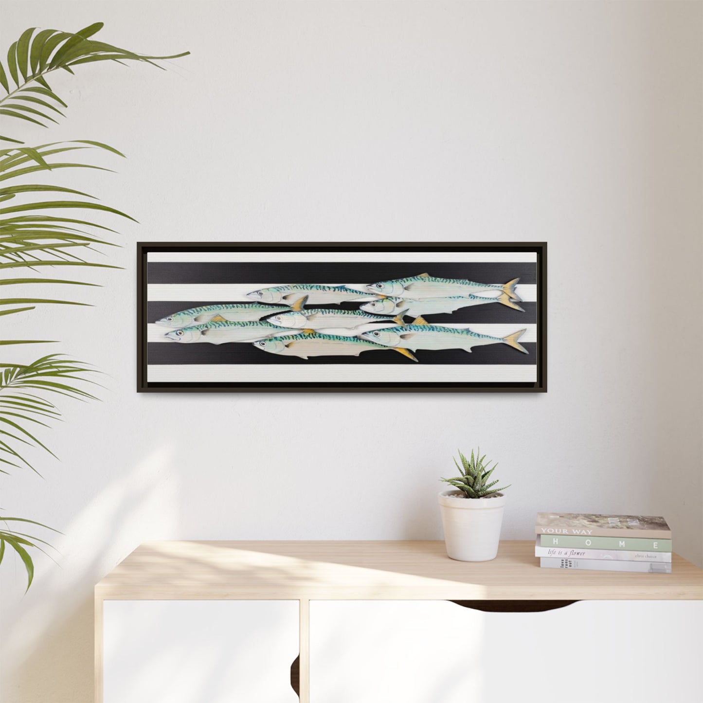 Striped Mackerel Canvas Print — Framed Matte Fish Wall Art