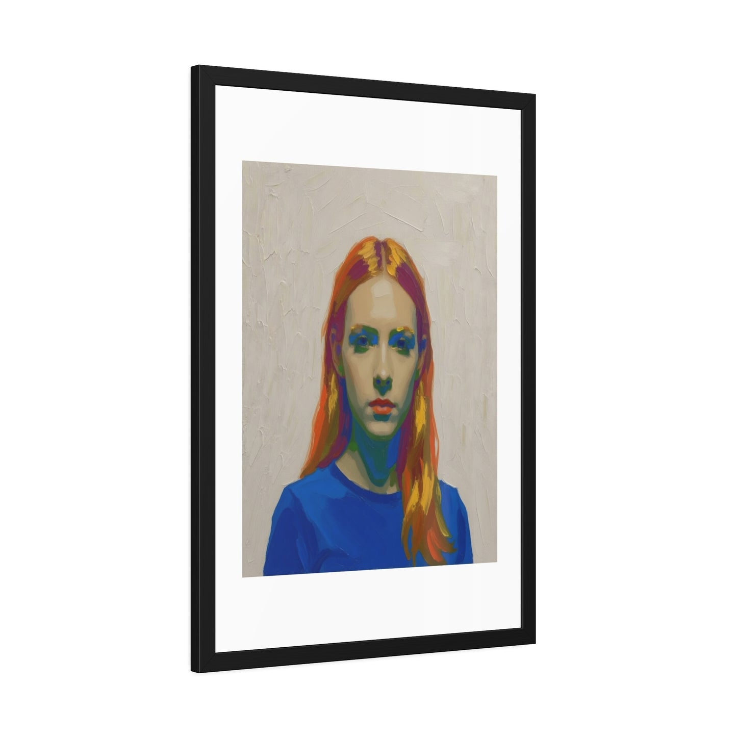 Framed Art Print — Colorful Portrait of Red-Haired Woman, Modern Pop Portrait Wall Art