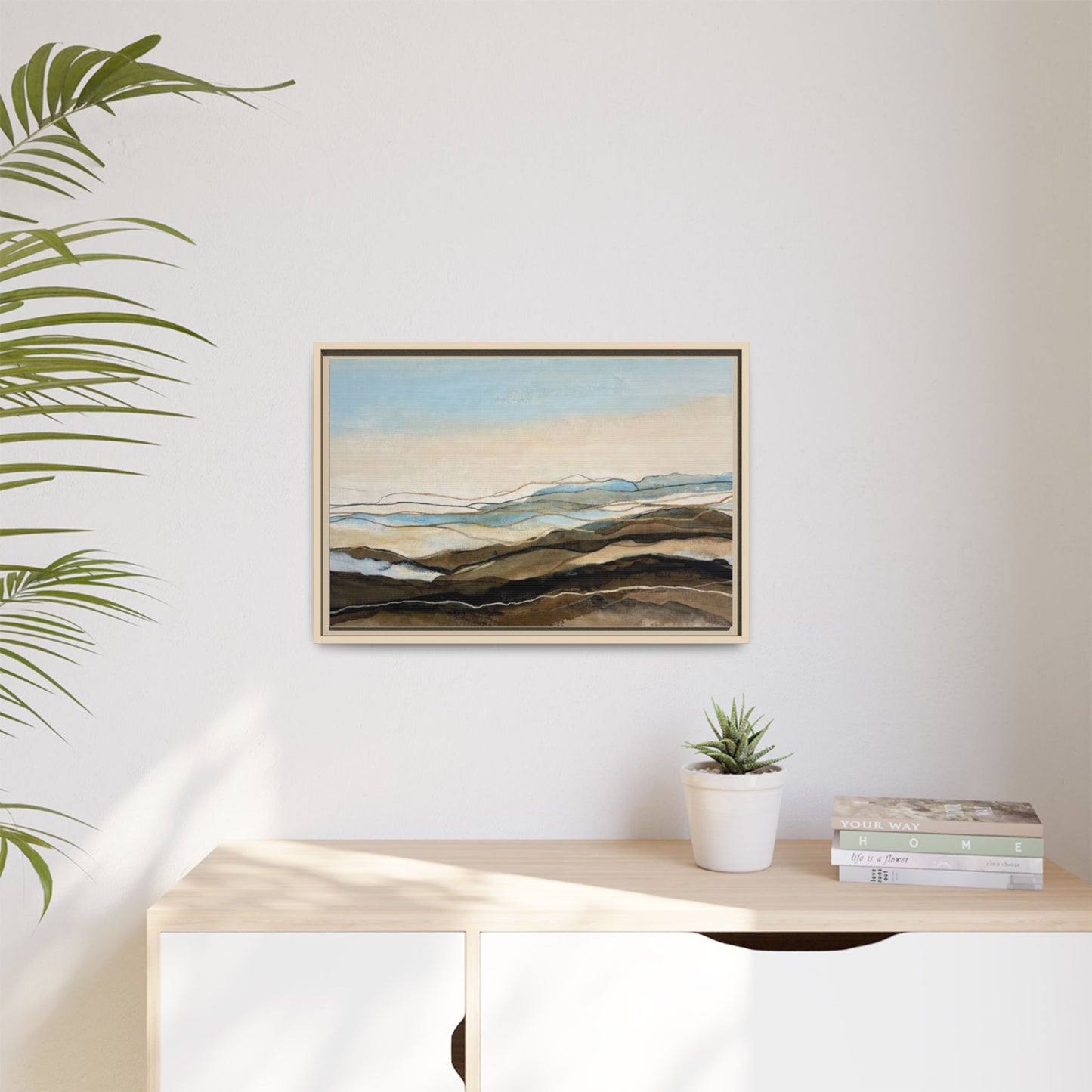 Framed Matte Canvas Print — Abstract Coastal Landscape Wall Art