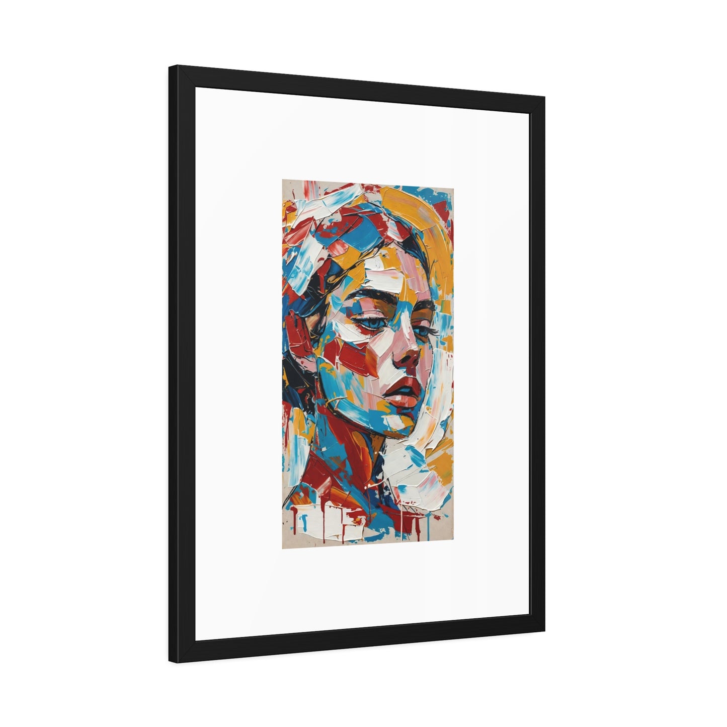 Abstract Colorful Portrait Framed Paper Poster – Modern Art Print for Home & Office
