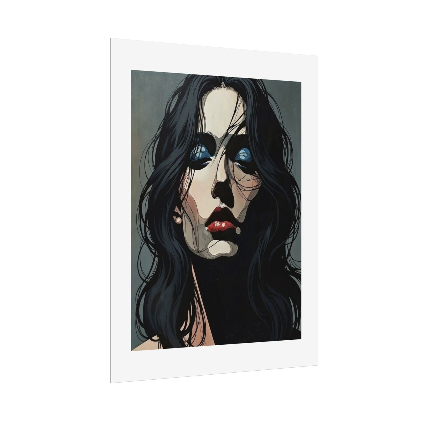 Rolled Poster — Moody Portrait Art Print (Dark Femme, Blue Eyeshadow)