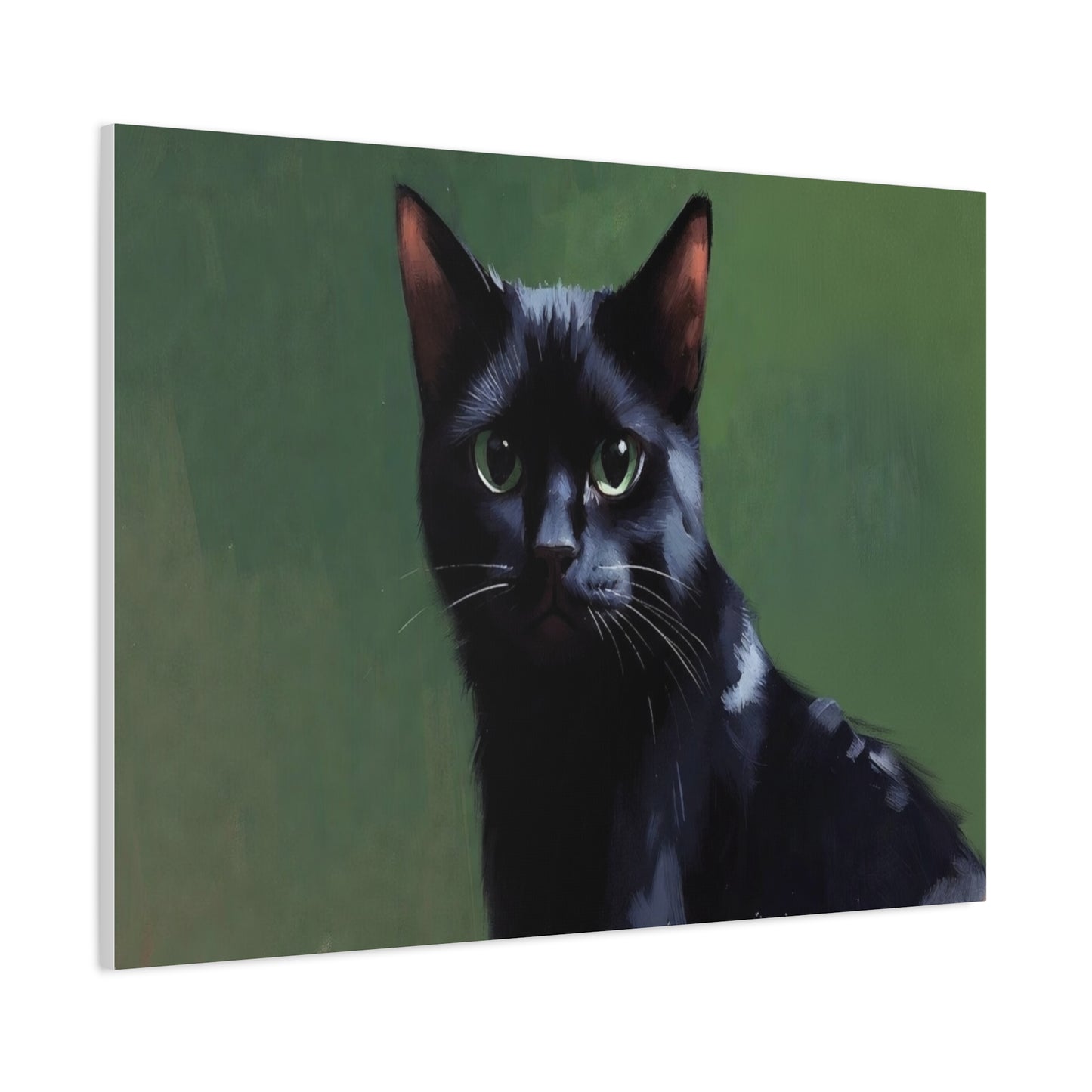 Black Cat Portrait Canvas - Matte Stretched Wall Art