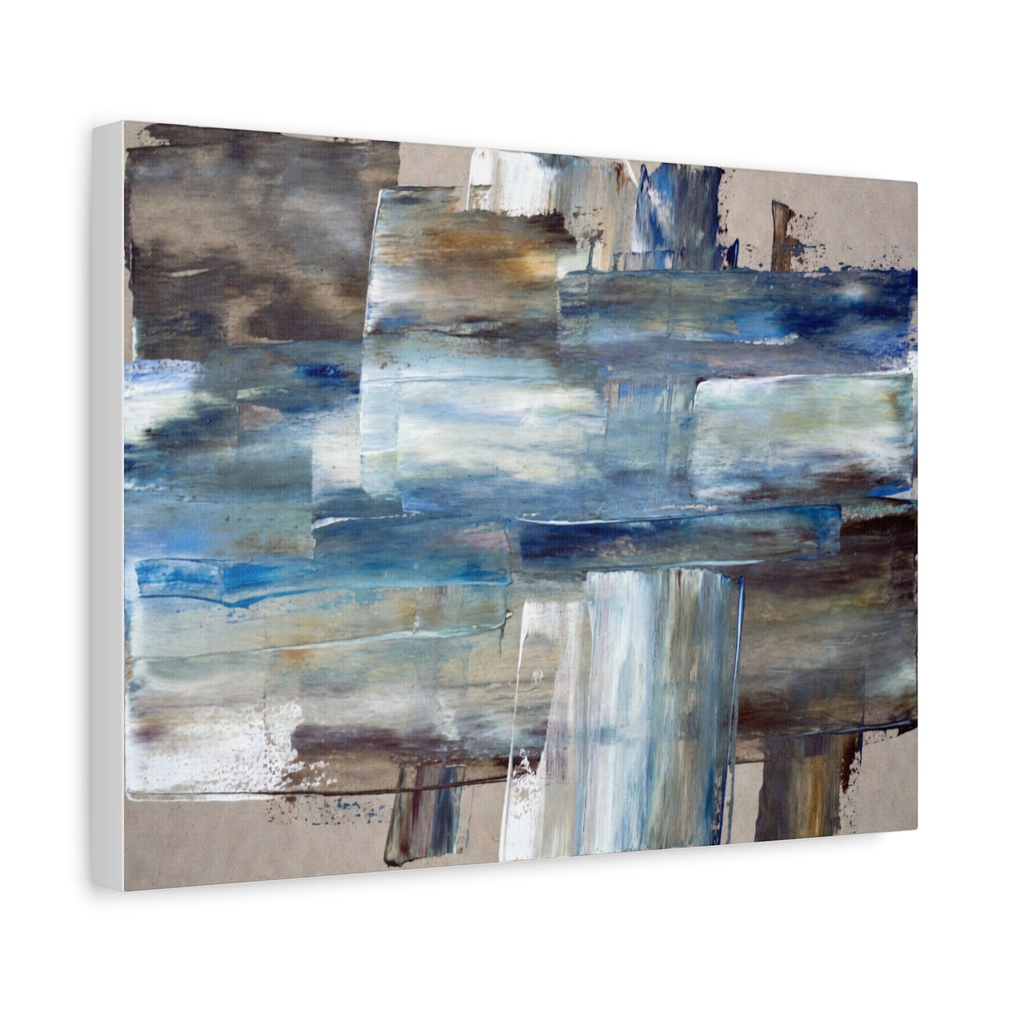 Abstract Blue Waterfall Matte Canvas Wall Art, Stretched 1.25"