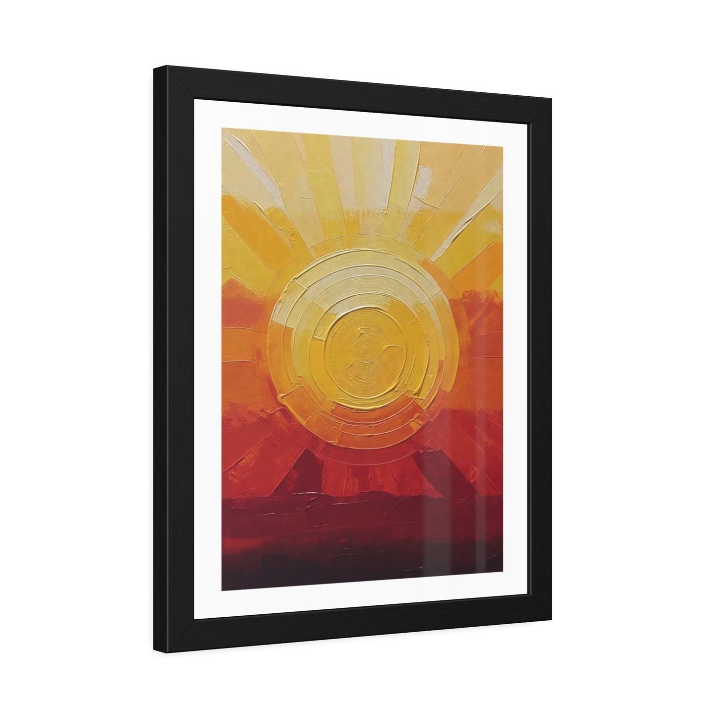 Sunburst Abstract Framed Art Print — Warm Sunrise Poster