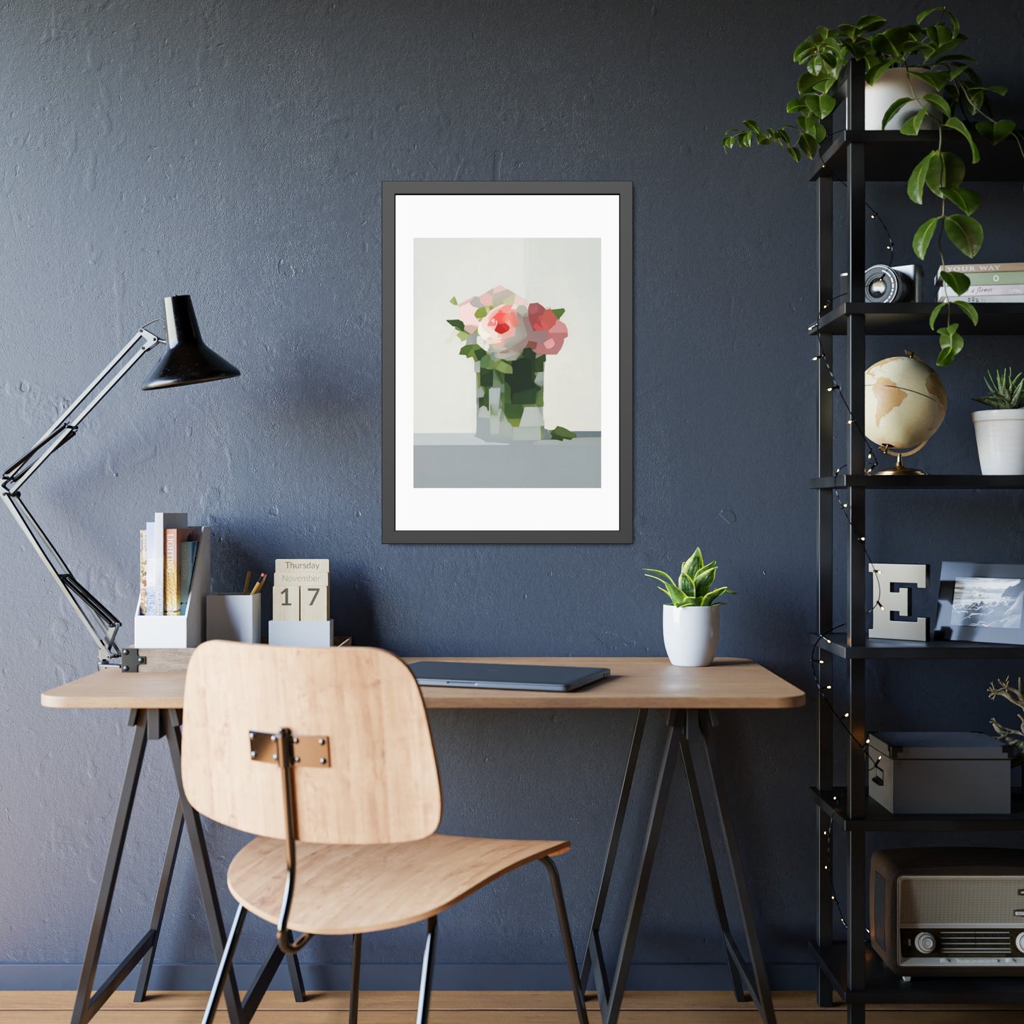 Framed Floral Poster — Modern Abstract Peony Art Print