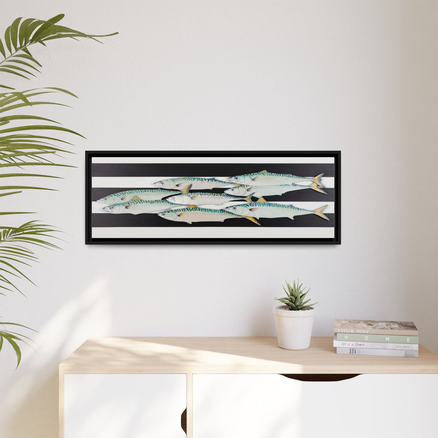 Striped Mackerel Canvas Print — Framed Matte Fish Wall Art