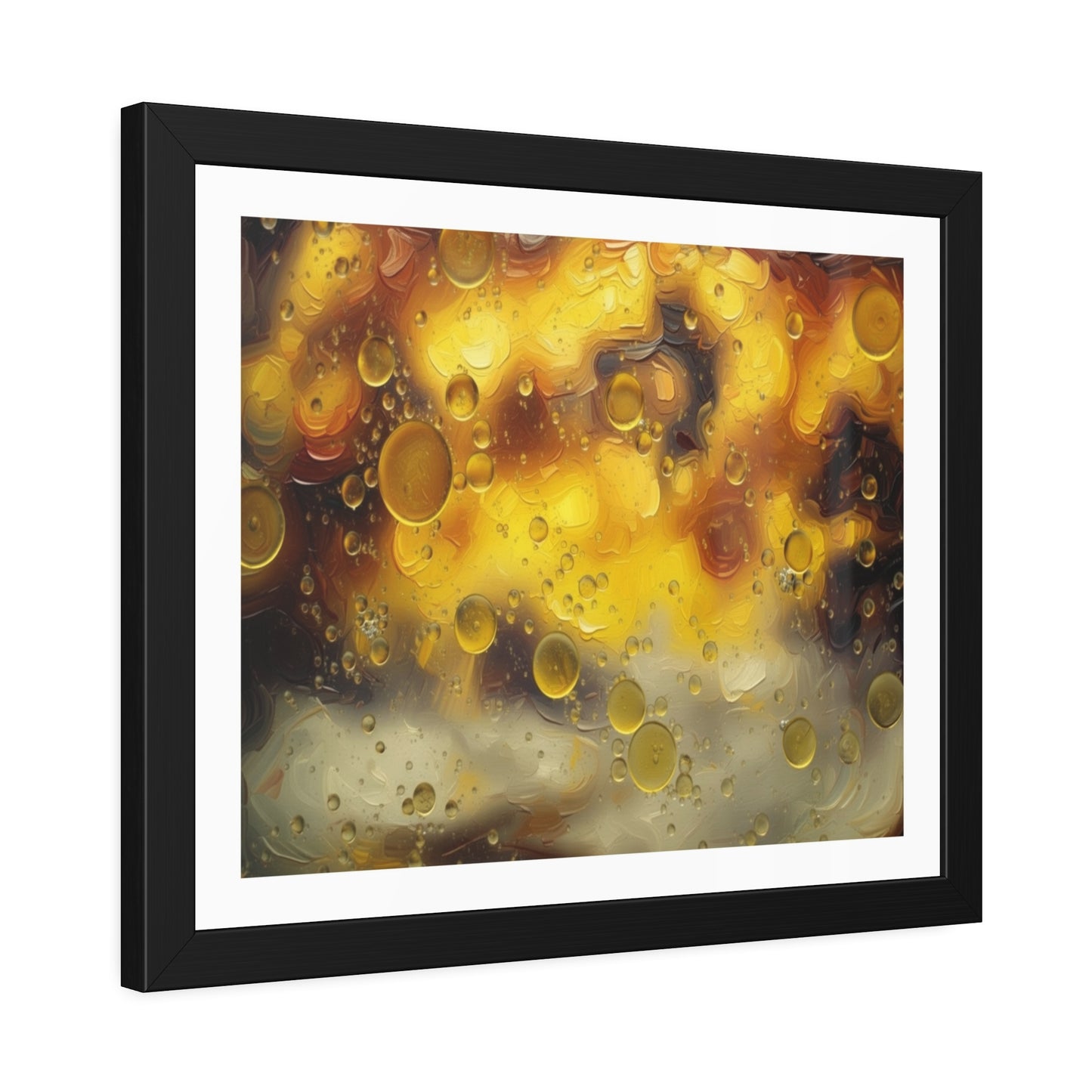 Framed Poster - Abstract Golden Bokeh Rain Wall Art (Framed Paper Poster)