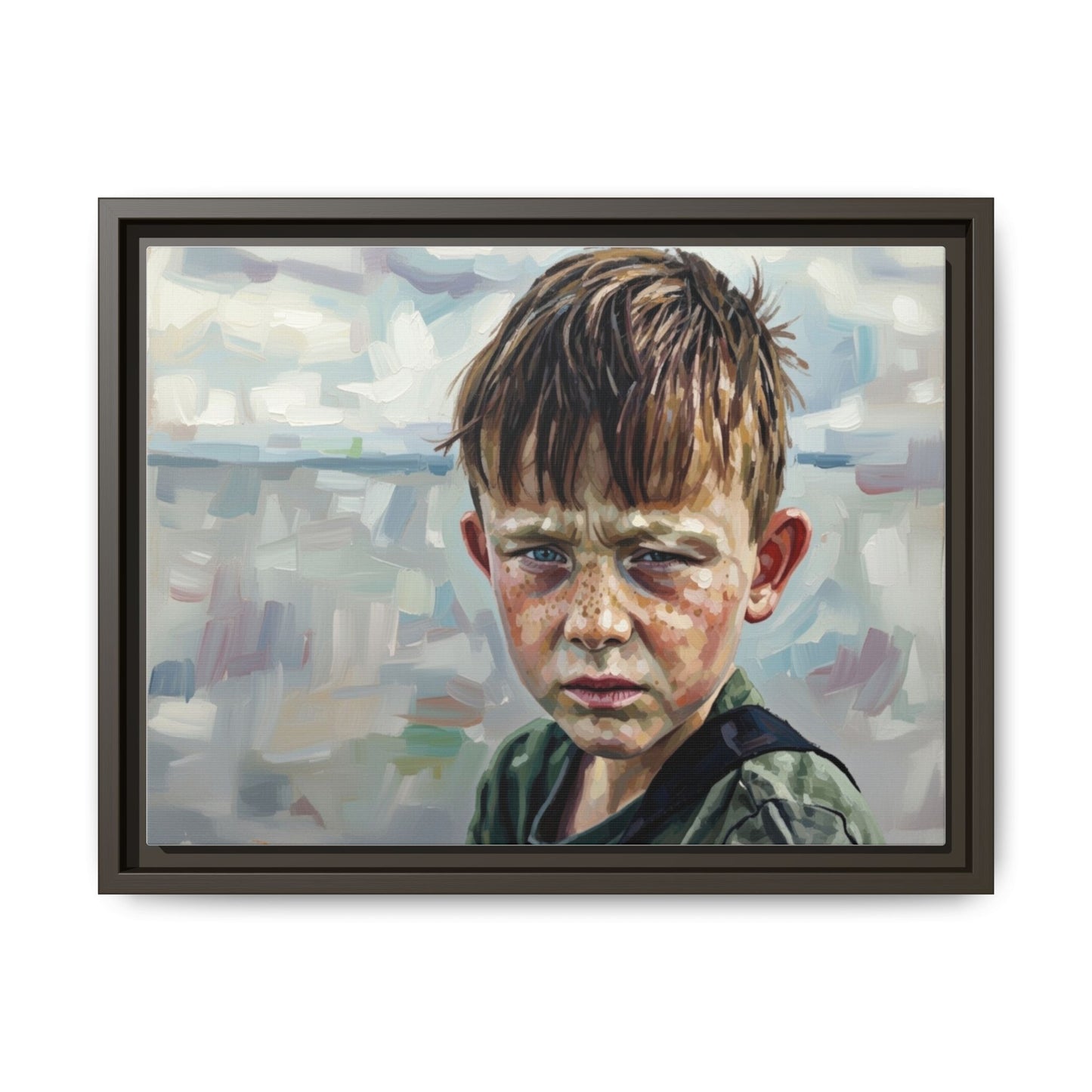 Framed Matte Canvas: Gritty Boy Portrait Art Print
