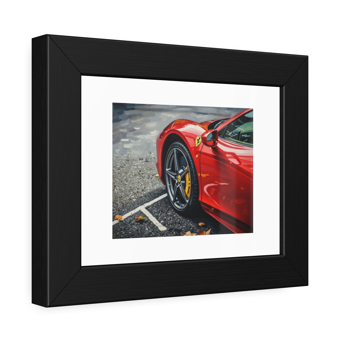 Framed Poster - Red Sports Car Photo, Modern Automotive Wall Art