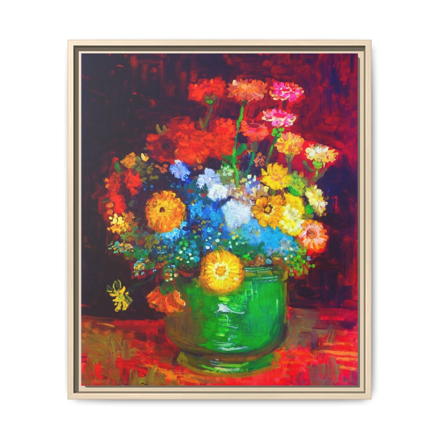 Framed Floral Canvas Print — Colorful Bouquet Wall Art