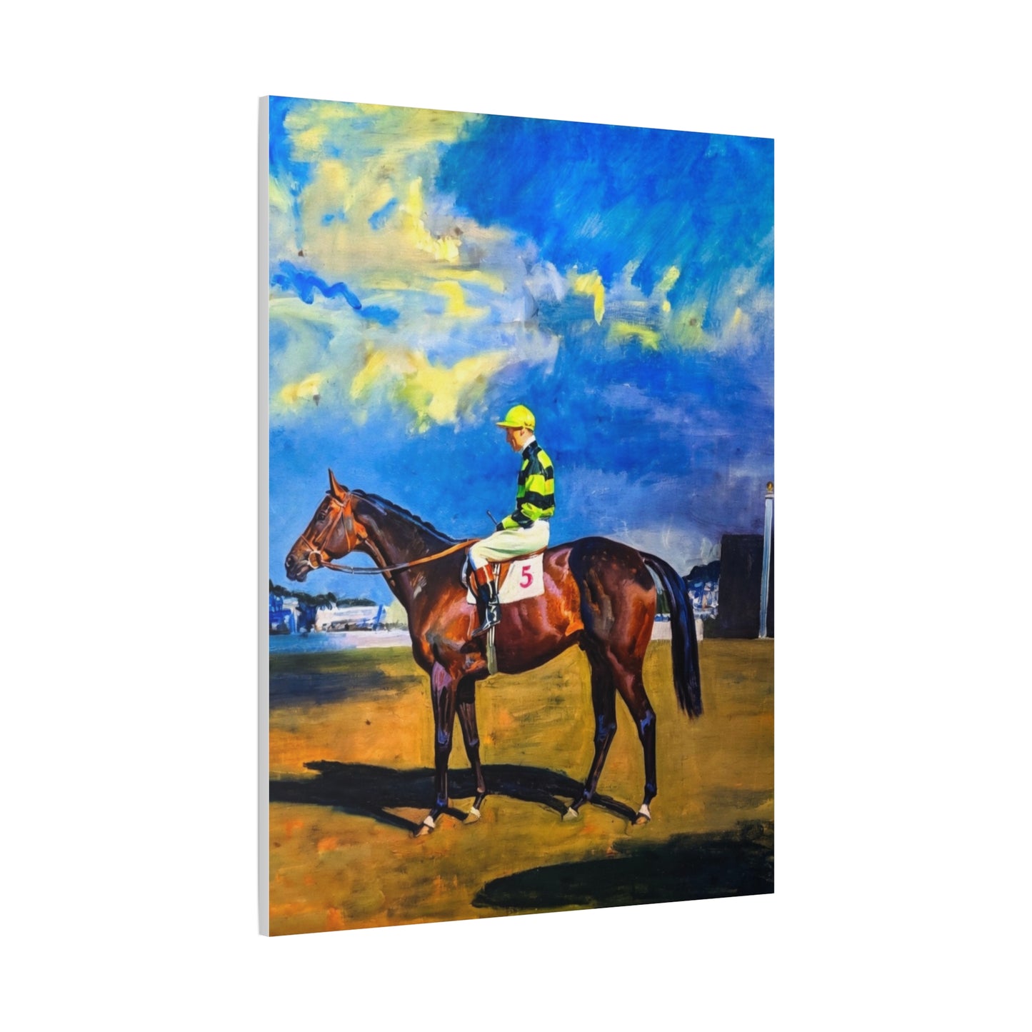 Horse Racing Jockey Canvas Print — Equestrian Art Matte Stretched Wall Decor