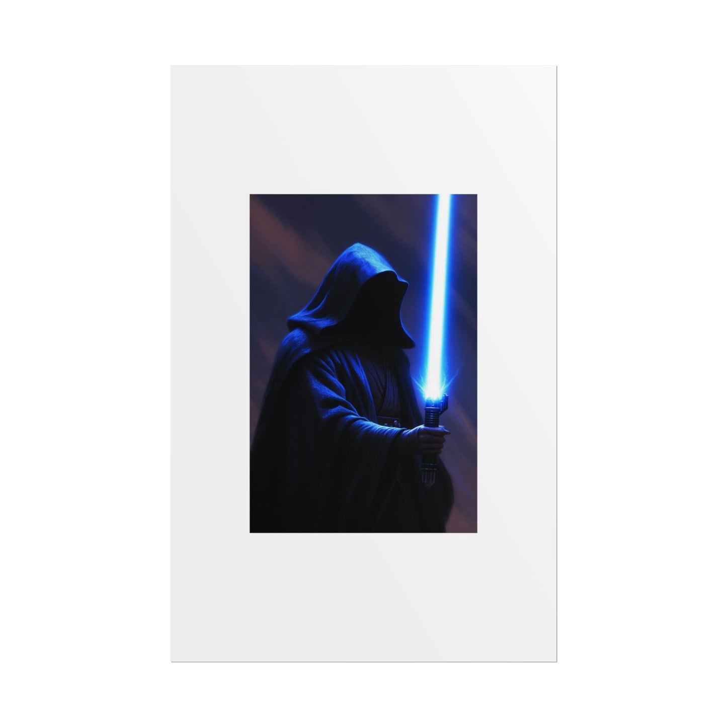 Sci‑Fi Lightsaber Poster — Hooded Jedi Warrior Wall Art (Rolled Poster)