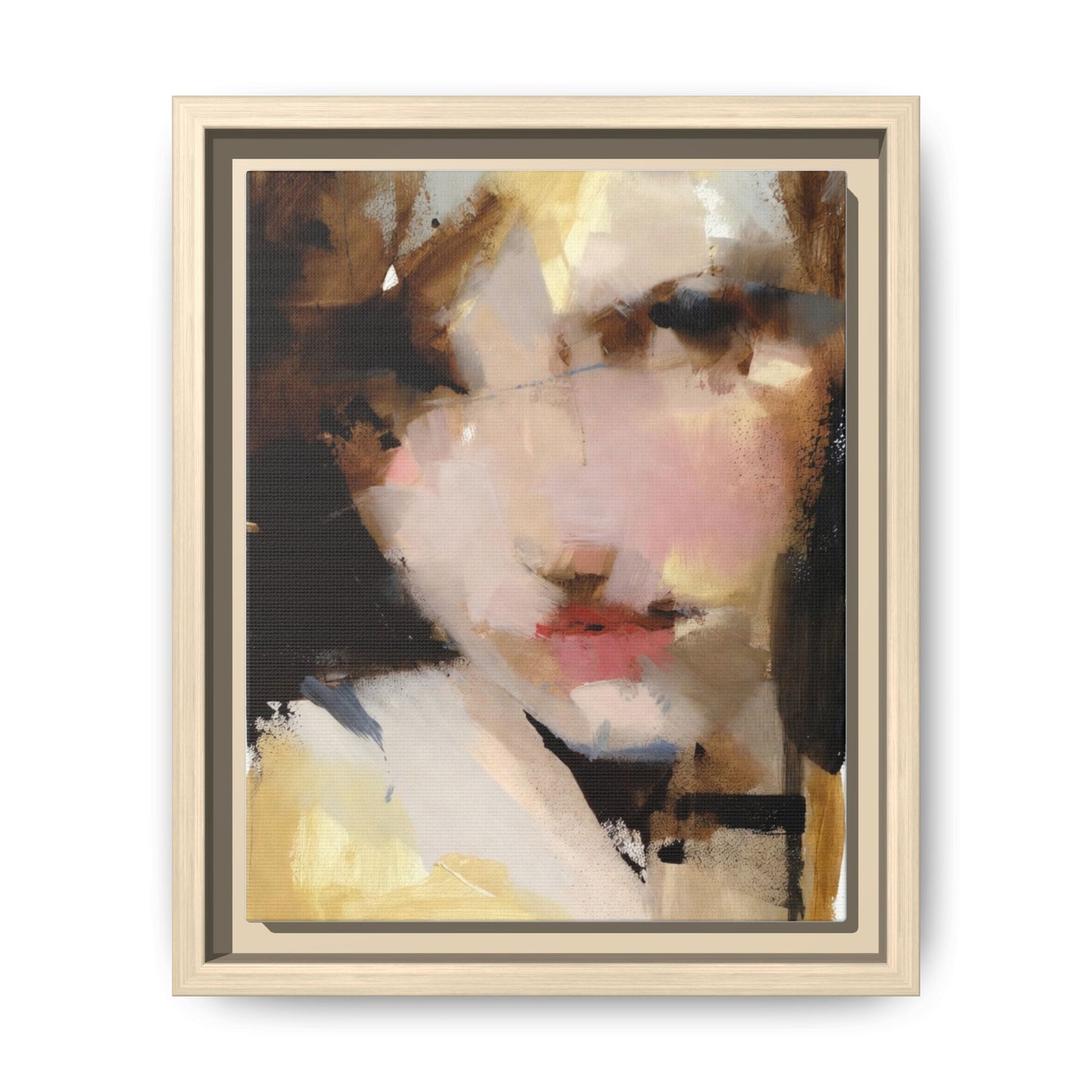 Abstract Portrait Matte Canvas Framed Print — Modern Feminine Wall Art
