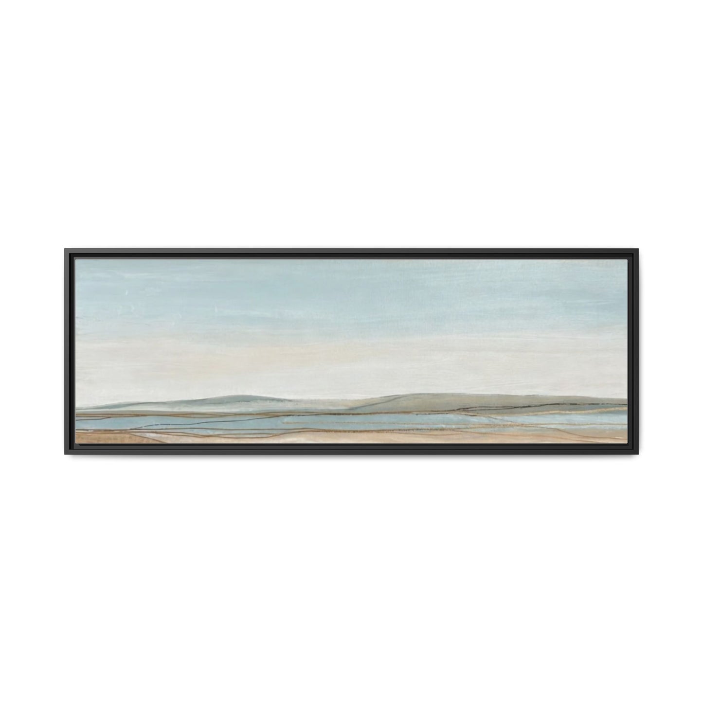 Framed Abstract Landscape Matte Canvas — Serene Coastal Horizon Wall Art