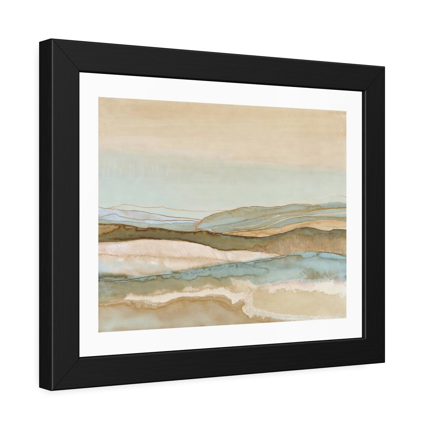 Framed Abstract Landscape Poster — Coastal Watercolor Wall Art