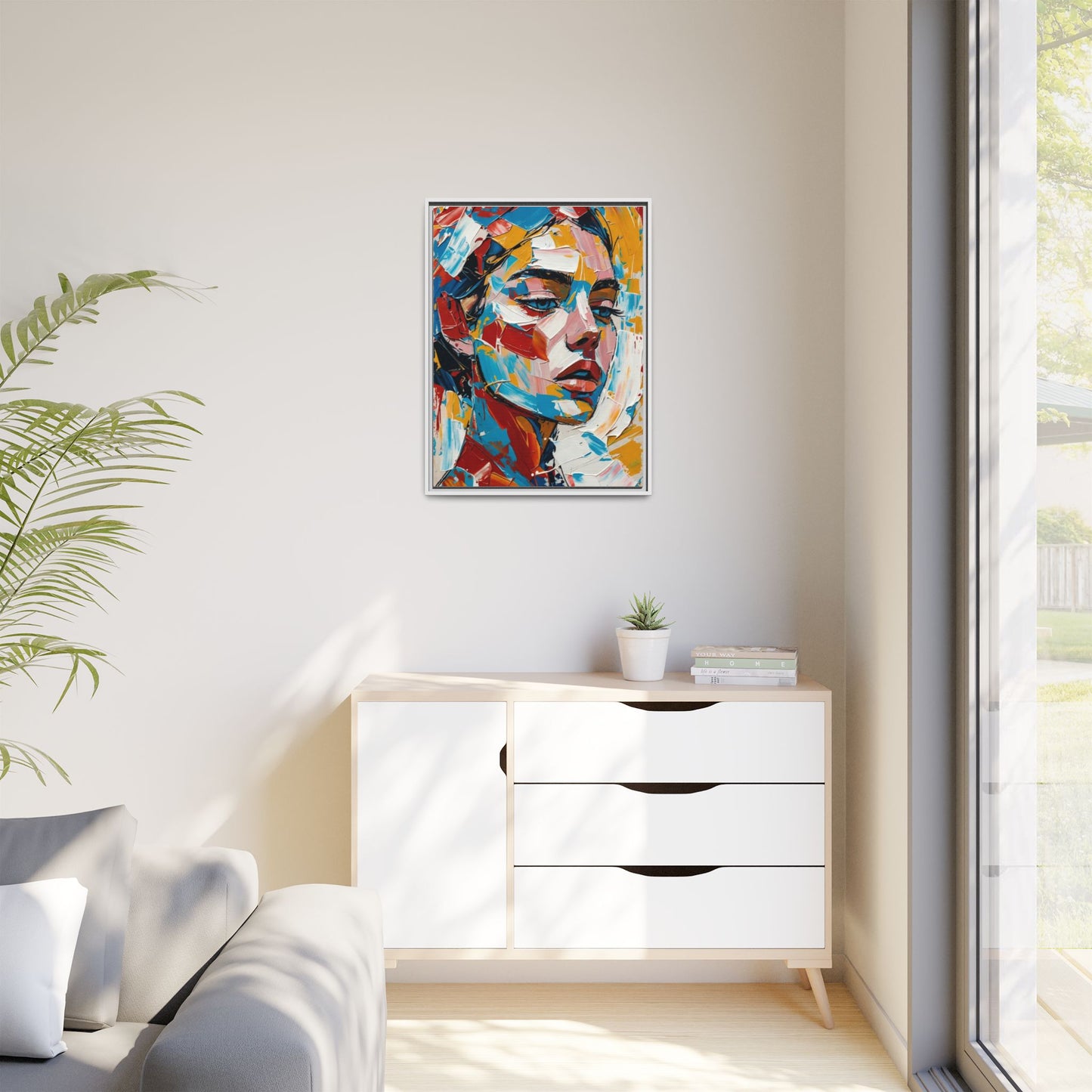 Colorful Abstract Portrait Framed Canvas Print