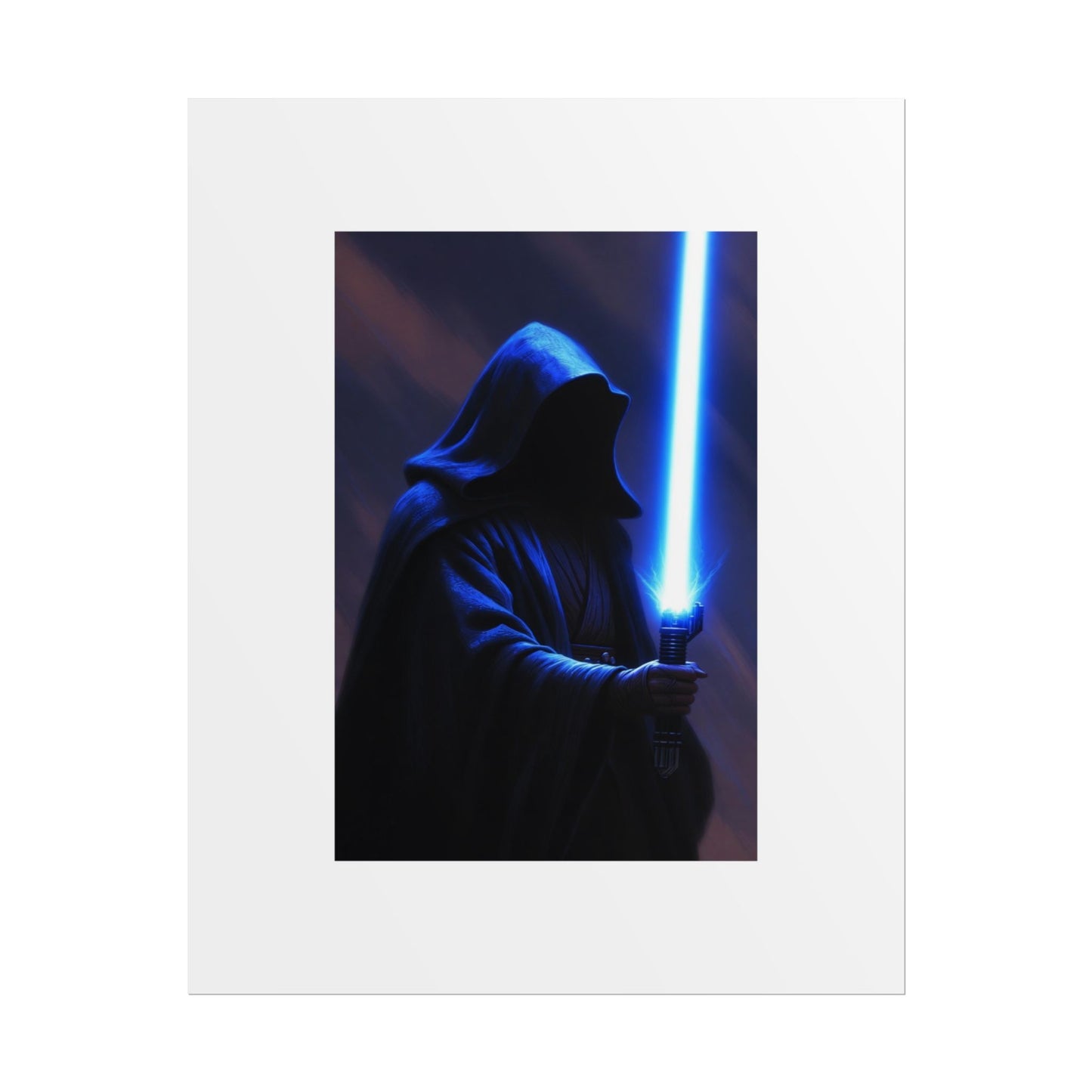 Sci‑Fi Lightsaber Poster — Hooded Jedi Warrior Wall Art (Rolled Poster)
