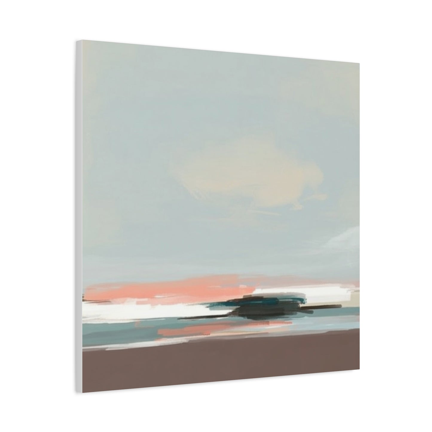 Coastal Abstract Canvas Art – Soft Pastel Seascape Matte Stretched Canvas