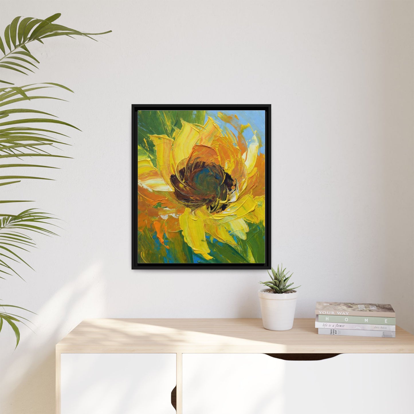 Framed Sunflower Abstract Matte Canvas Print