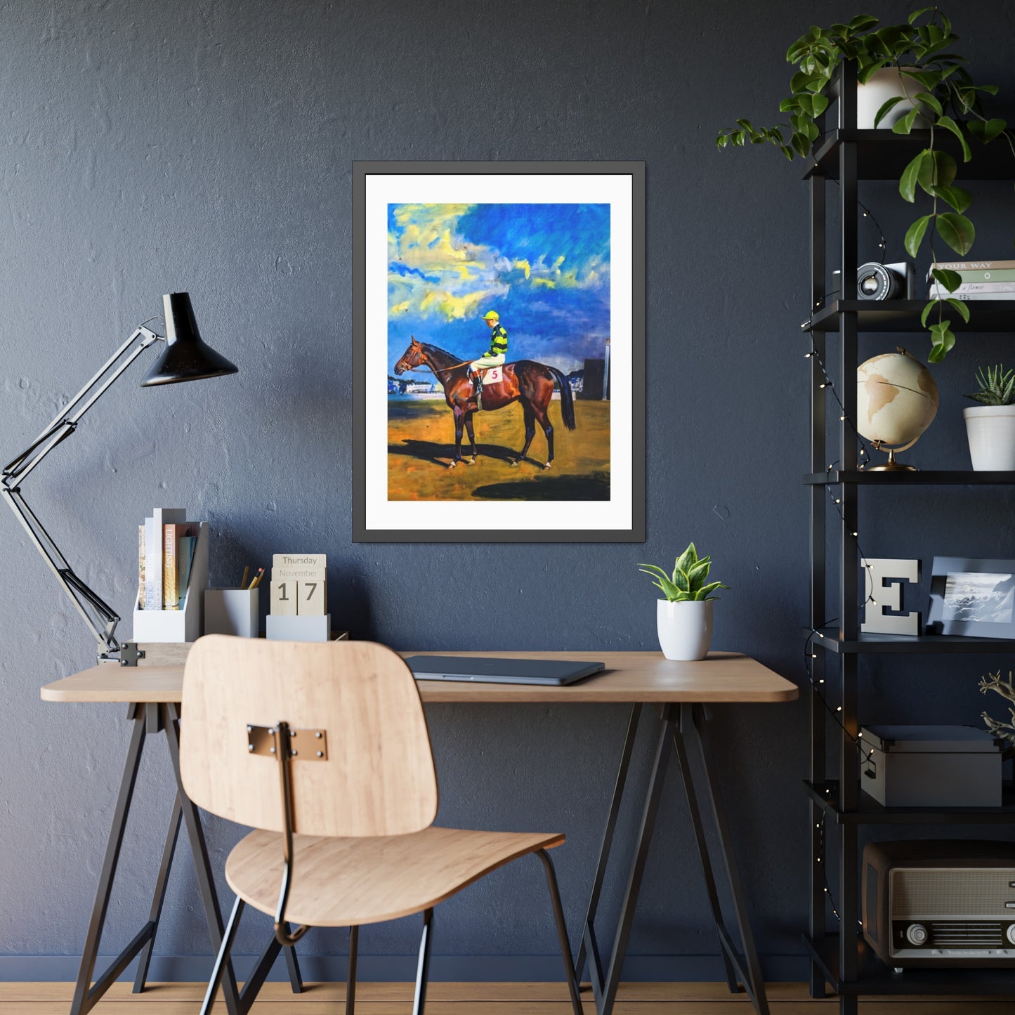 Framed Poster — Vintage Racehorse Jockey Art Print