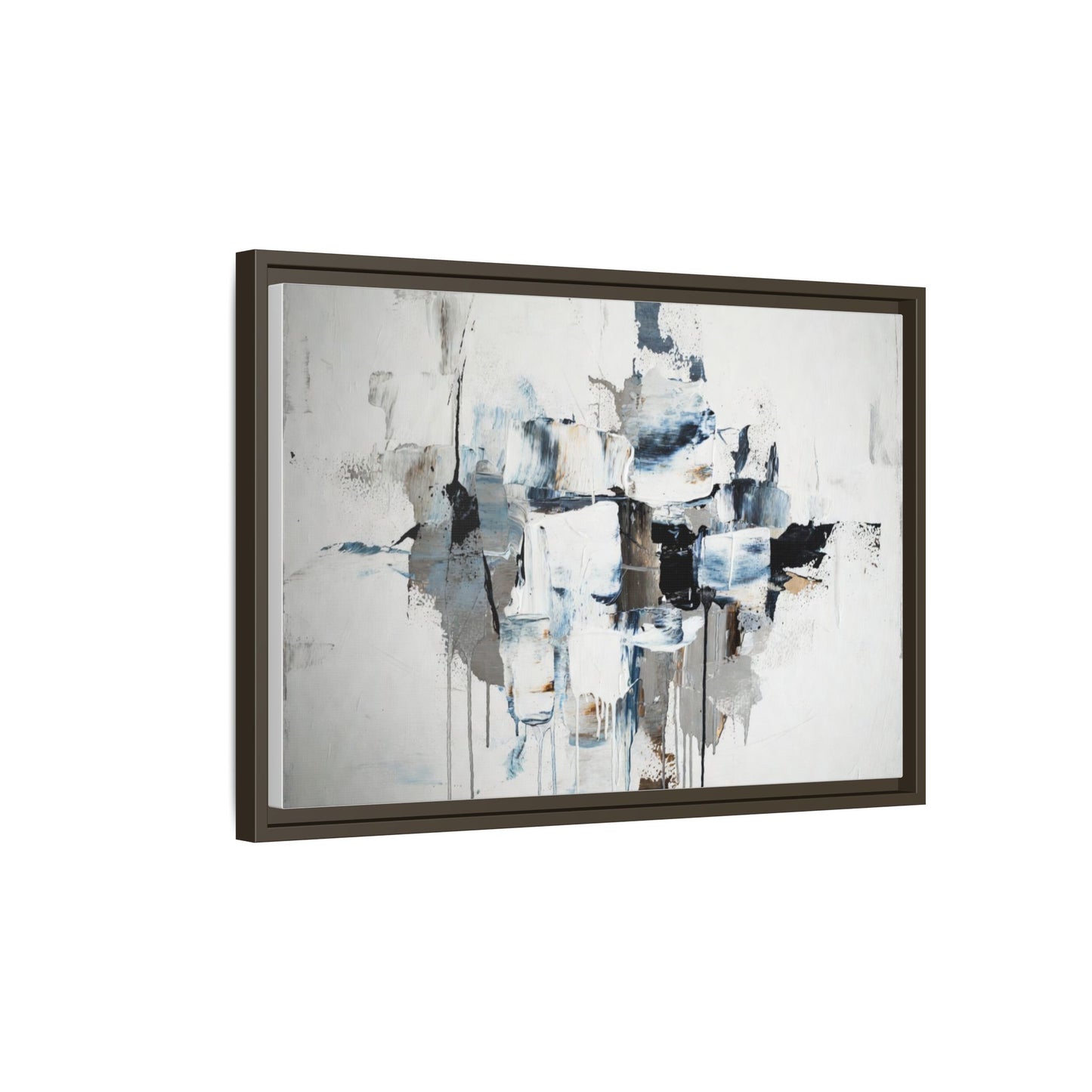 Framed Abstract Canvas Art — Blue Neutral Modern Wall Print