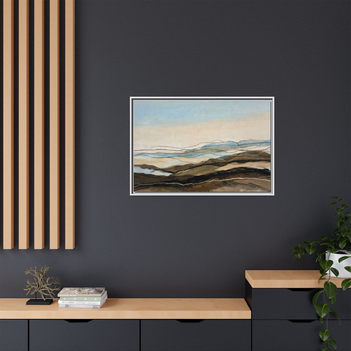 Framed Matte Canvas Print — Abstract Coastal Landscape Wall Art