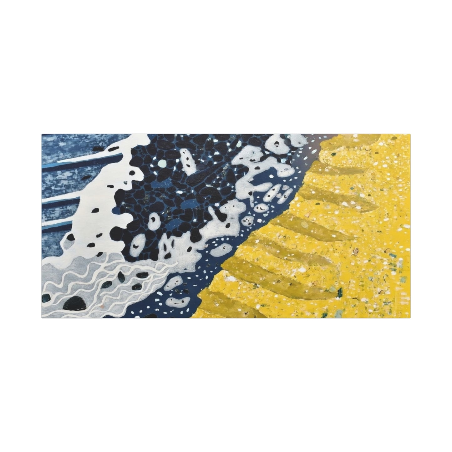 Abstract Blue & Yellow Fluid Art Canvas Print — Matte Stretched Wall Art