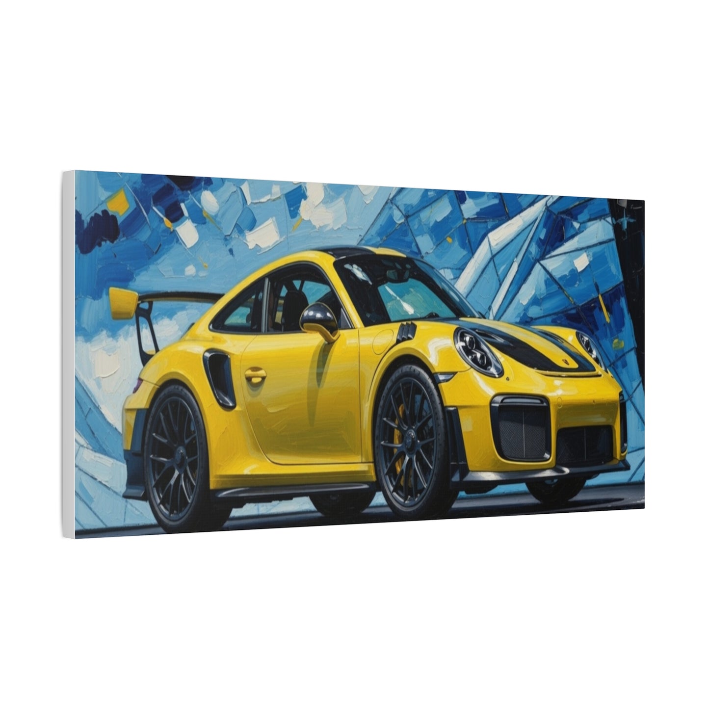 Yellow Porsche Sports Car Canvas Print — Modern Automotive Wall Art