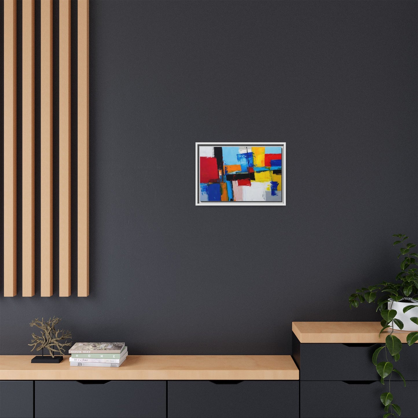 Abstract Color Block Matte Canvas Framed Wall Art