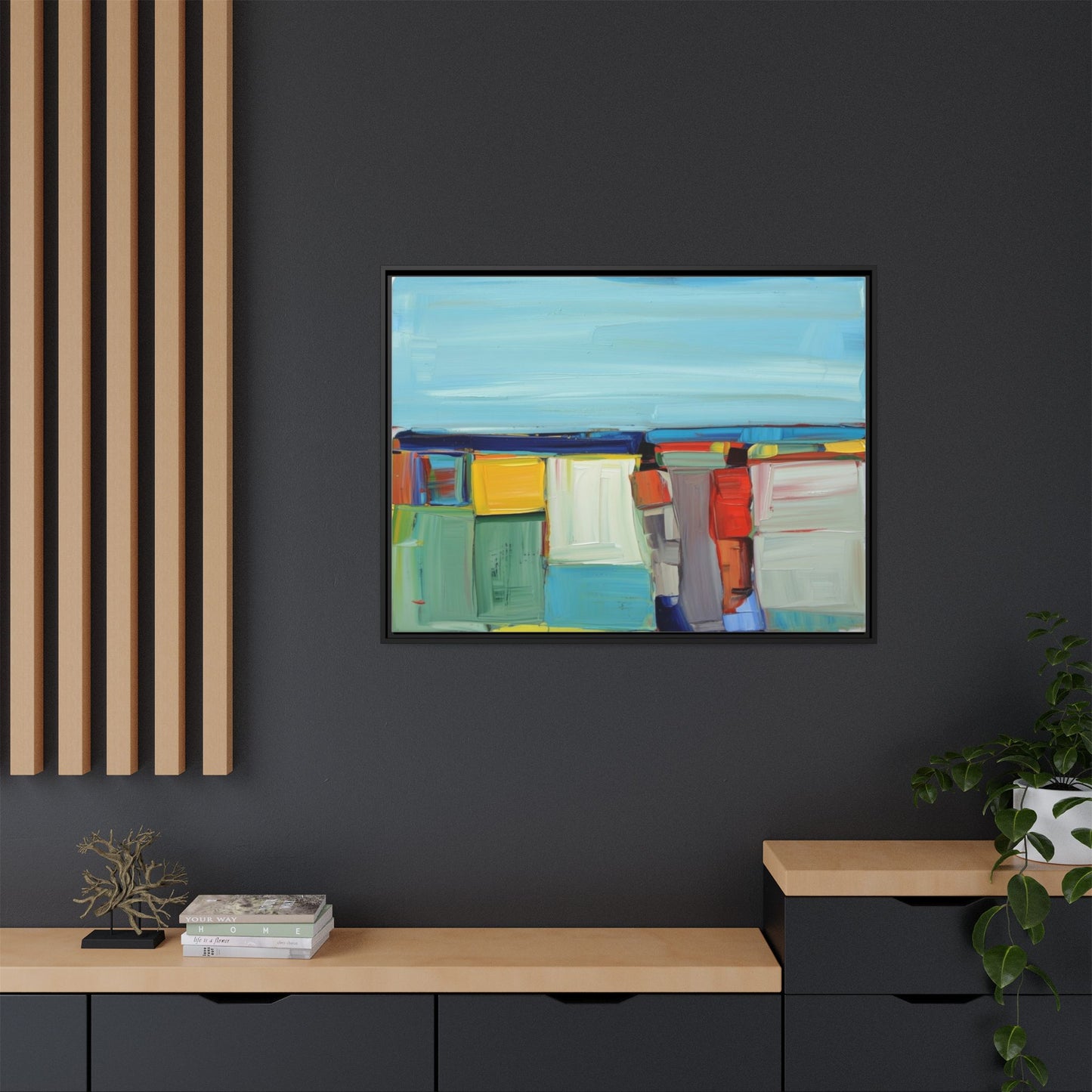 Abstract Coastal Blocks Matte Canvas Print (Framed)