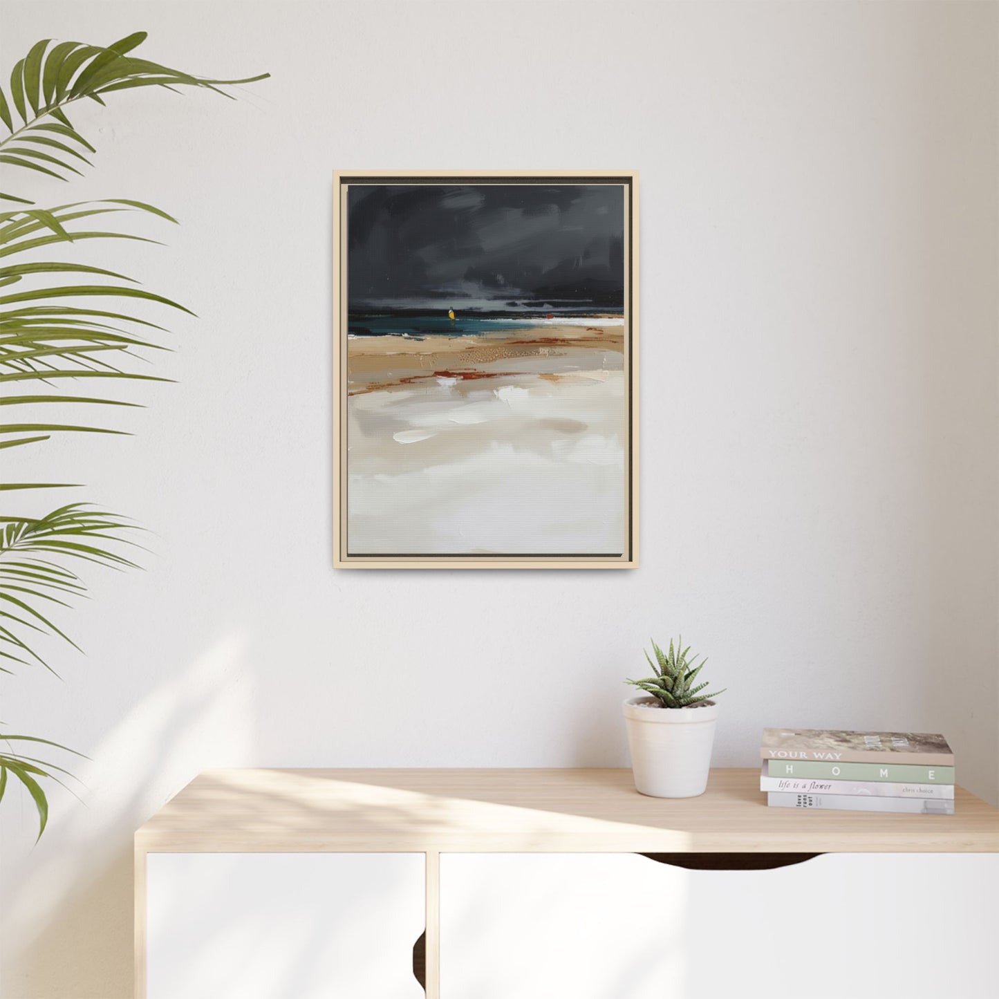 Framed Matte Canvas Beachscape Art Print — Coastal Abstract Wall Decor